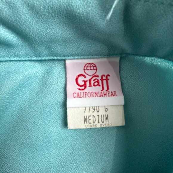 Graff Women Button Up Green Floral Print Long Sleeve Shirt Blouse Medium USA New - Picture 3 of 10